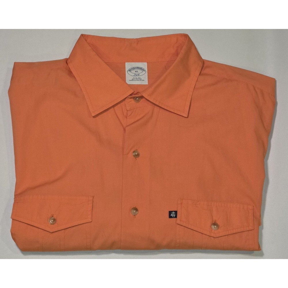 Brooks Brothers 346 Mens XL  Button Down Two Pocket Orange Cotton Slim Fit Shirt